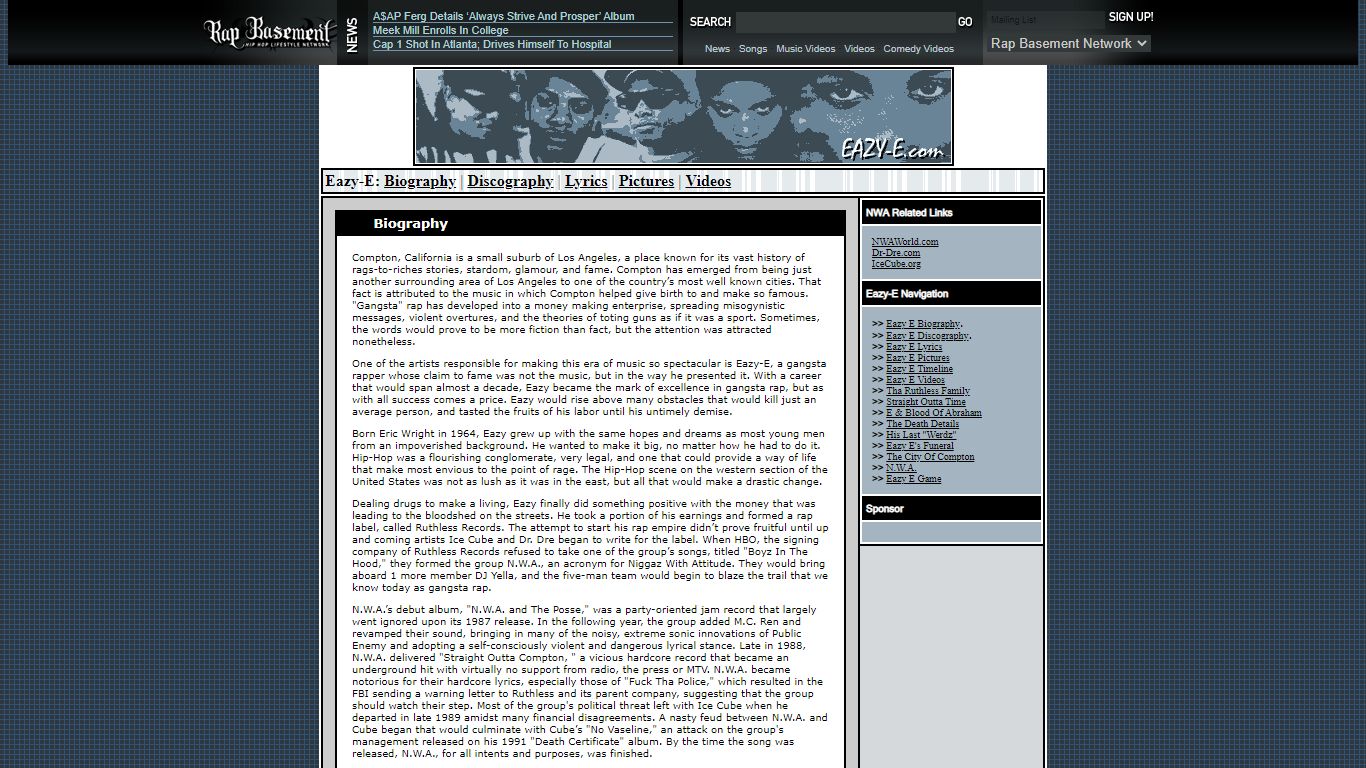 EAZY-E.com - The official ruthless records fan site.