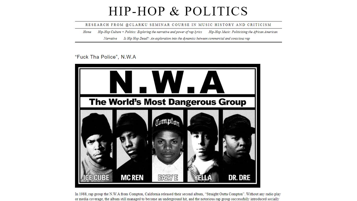 Hip-Hop & Politics › “Fuck Tha Police”, N.W.A